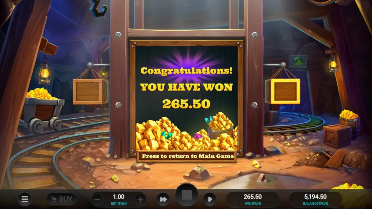 Tampilan antarmuka seluler slot Digger’s Dough dengan tema tambang emas yang ceria