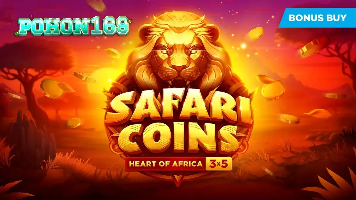 Pemandangan indah sabana Afrika dalam slot Safari Coins